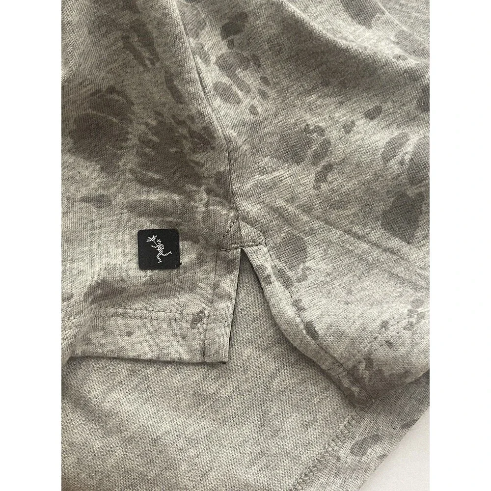 Civil Society Tie Dye Gray Print Short Sleeve Henley Cotton T-Shirt Sz XL New